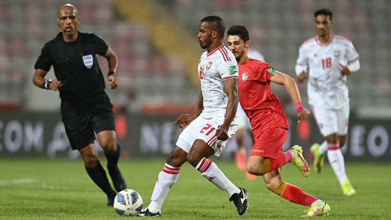 الامارات وسوريا، منتخب الامارات، منتخب سوريا، علي مبخوت، محمود البحر، تصفيات كاس العالم، اهداف الامارات وسوريا،قطر22