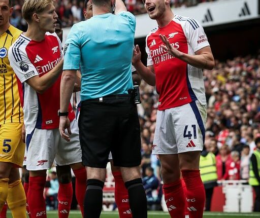 ارسنال، ارسنال صد براستون، ديكلاس رايس، الدوري الانجليزي، اهداف ارسنال وبرايتون