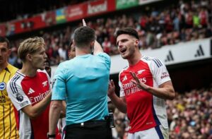 ارسنال، ارسنال صد براستون، ديكلاس رايس، الدوري الانجليزي، اهداف ارسنال وبرايتون