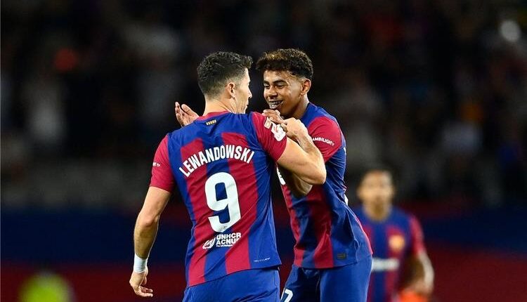 لامين يامال وليفاندوفسكي ثنائي برشلونة
